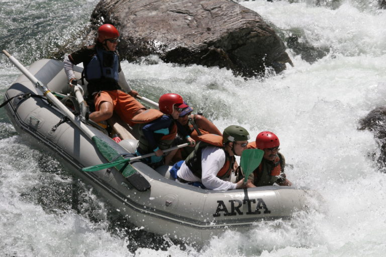 raft running Clavey Falls Rapid on the Tuolumne River