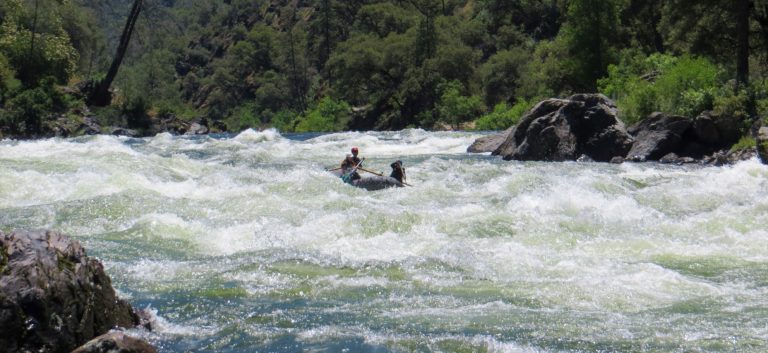 Little niagra rapid at highwater-Tuolumne River rafting near Yosemite